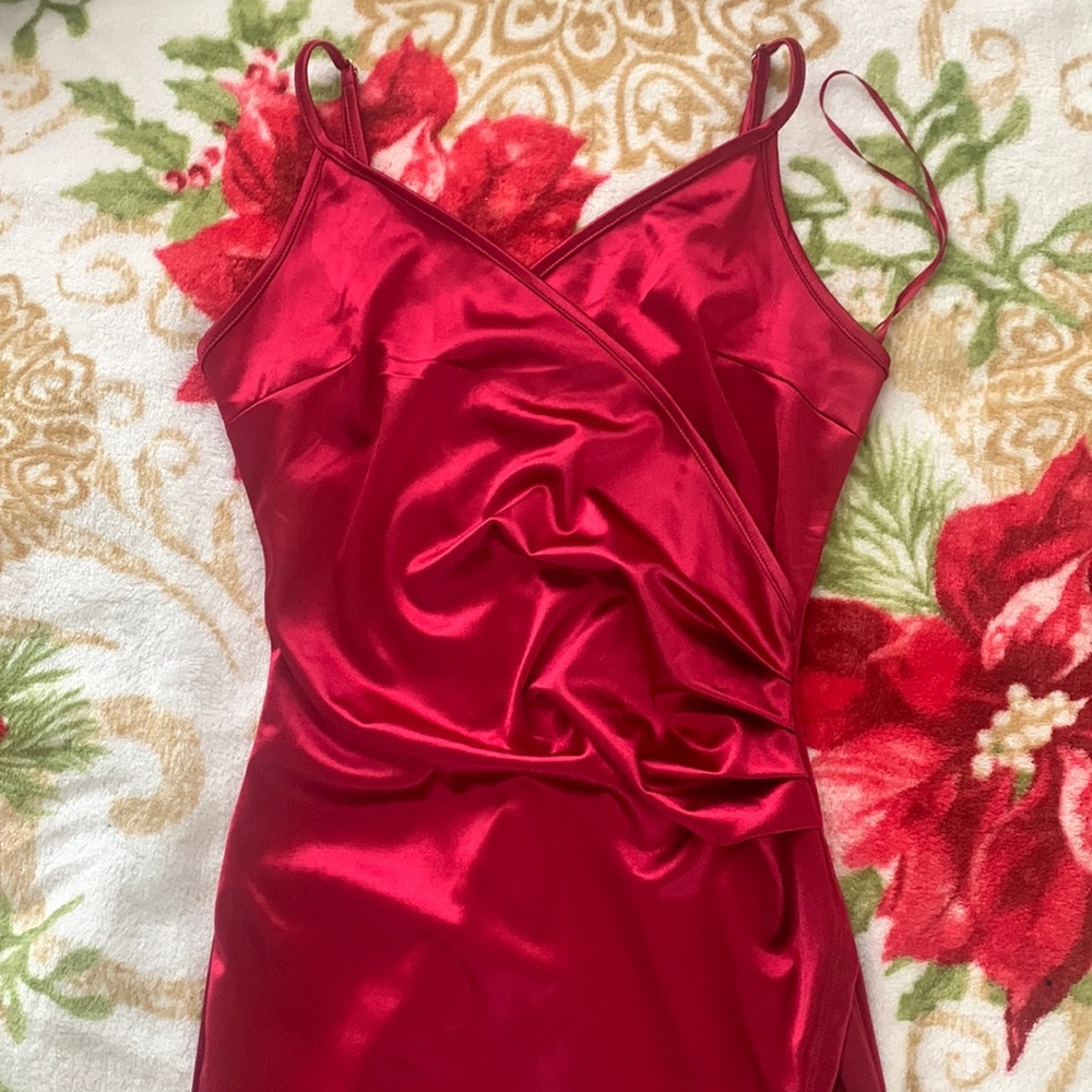 Wine Red Satin Dress